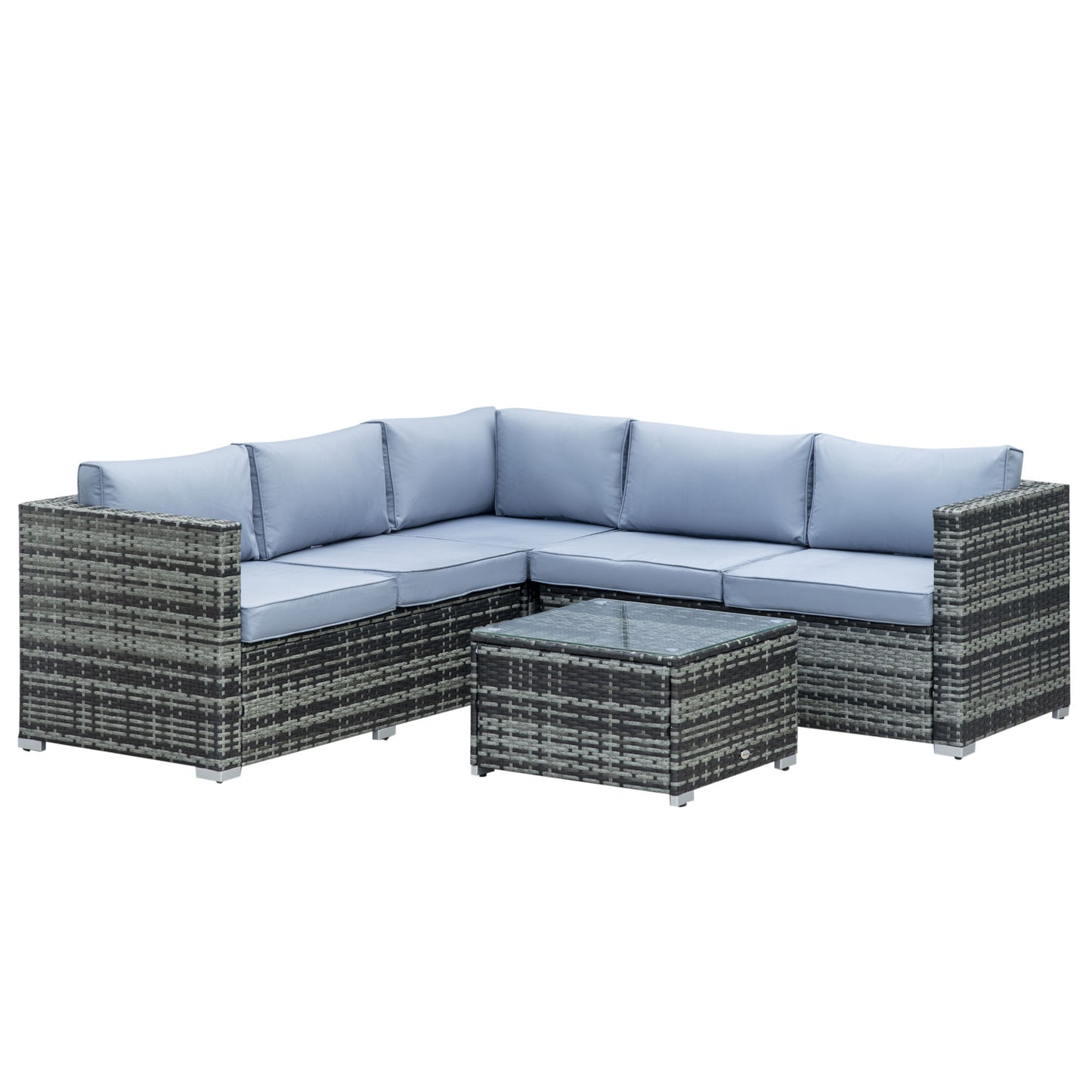 Photo of Outsunny Four-Piece Rattan Sofa Set with 11 Cushions, Steal Frame - Grey in Grey colour on a white background