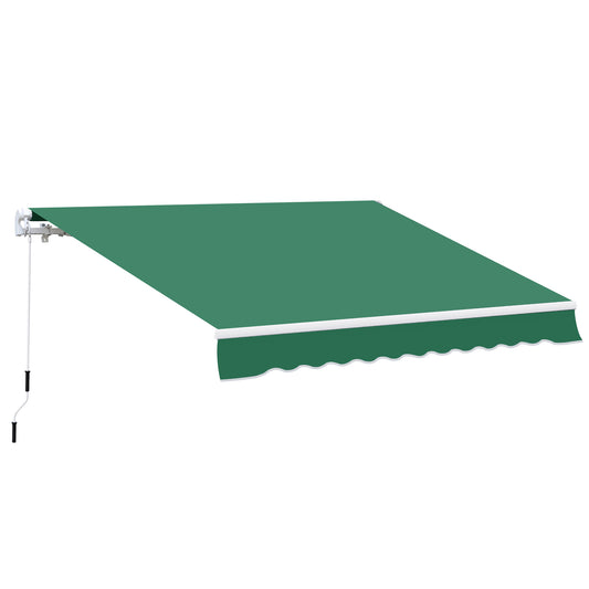 Photo of Outsunny Manual Retractable Awning, size (4m x3m)-Green in x3m)-Green colour on a white background