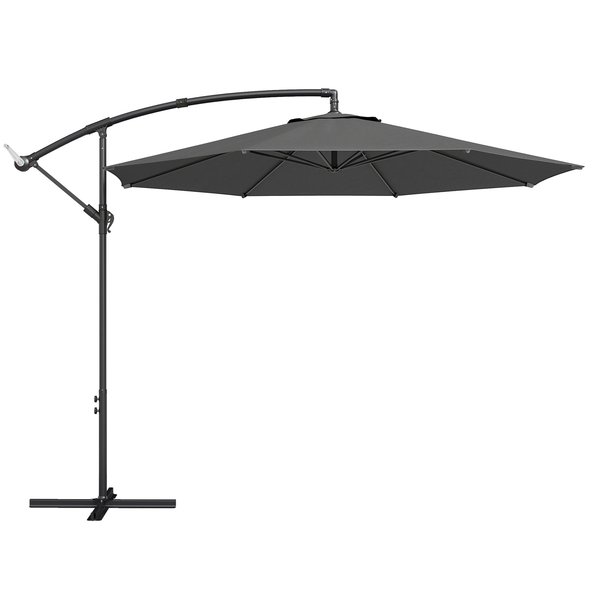 Photo of Outsunny 3 m Overhanging Cantilever Parasol, with Cross Base - Black in Black colour on a white background