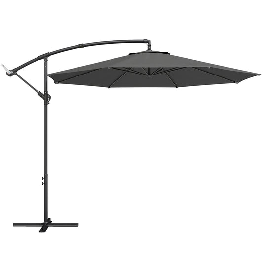 Photo of Outsunny 3 m Overhanging Cantilever Parasol, with Cross Base - Black in Black colour on a white background