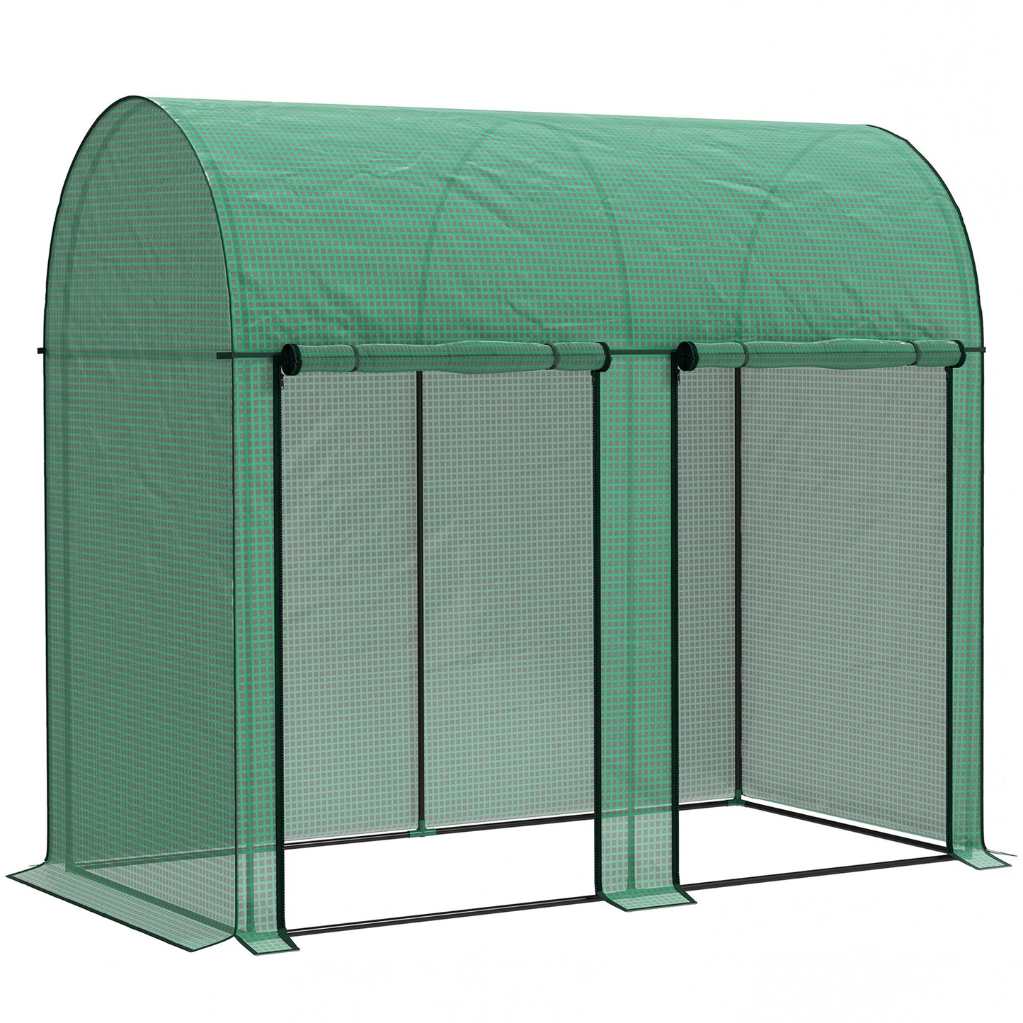 Photo of Outsunny 200 x 100cm Walk-In Greenhouse, with Zipped Doors - Green in Green colour on a white background