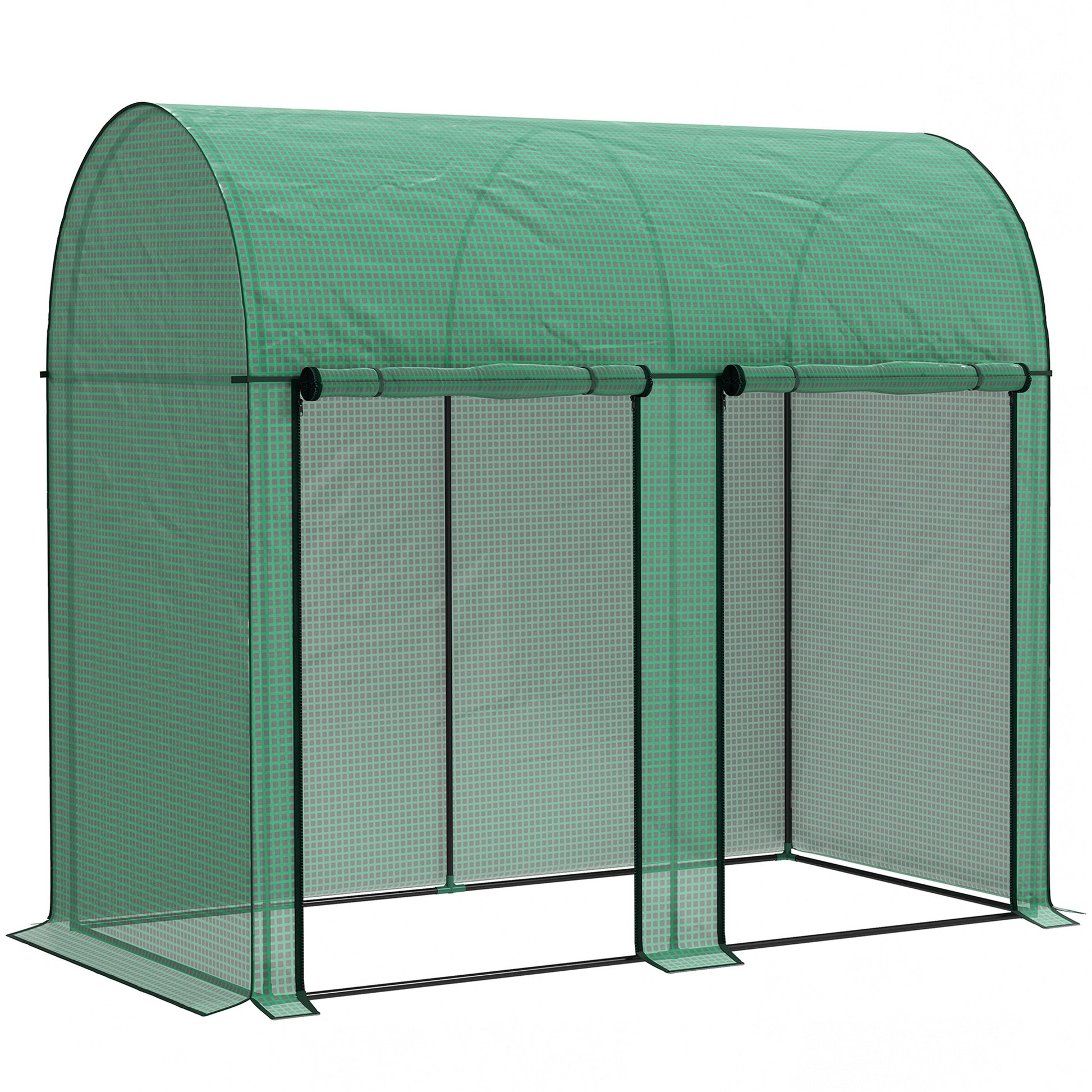 Photo of Outsunny 200 x 100cm Walk-In Greenhouse, with Zipped Doors - Green in Green colour on a white background