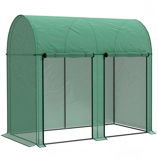 Photo of Outsunny 200 x 100cm Walk-In Greenhouse, with Zipped Doors - Green in Green colour on a white background