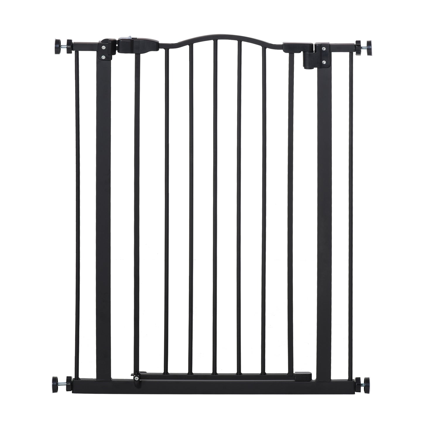 Photo of PawHut Pressure Fit Dog Stair Gate No Drilling Safety Gate Auto Close for Doorways, Hallways, 74-80cm Adjustable, 94cm Tall, Black in Black colour on a white background