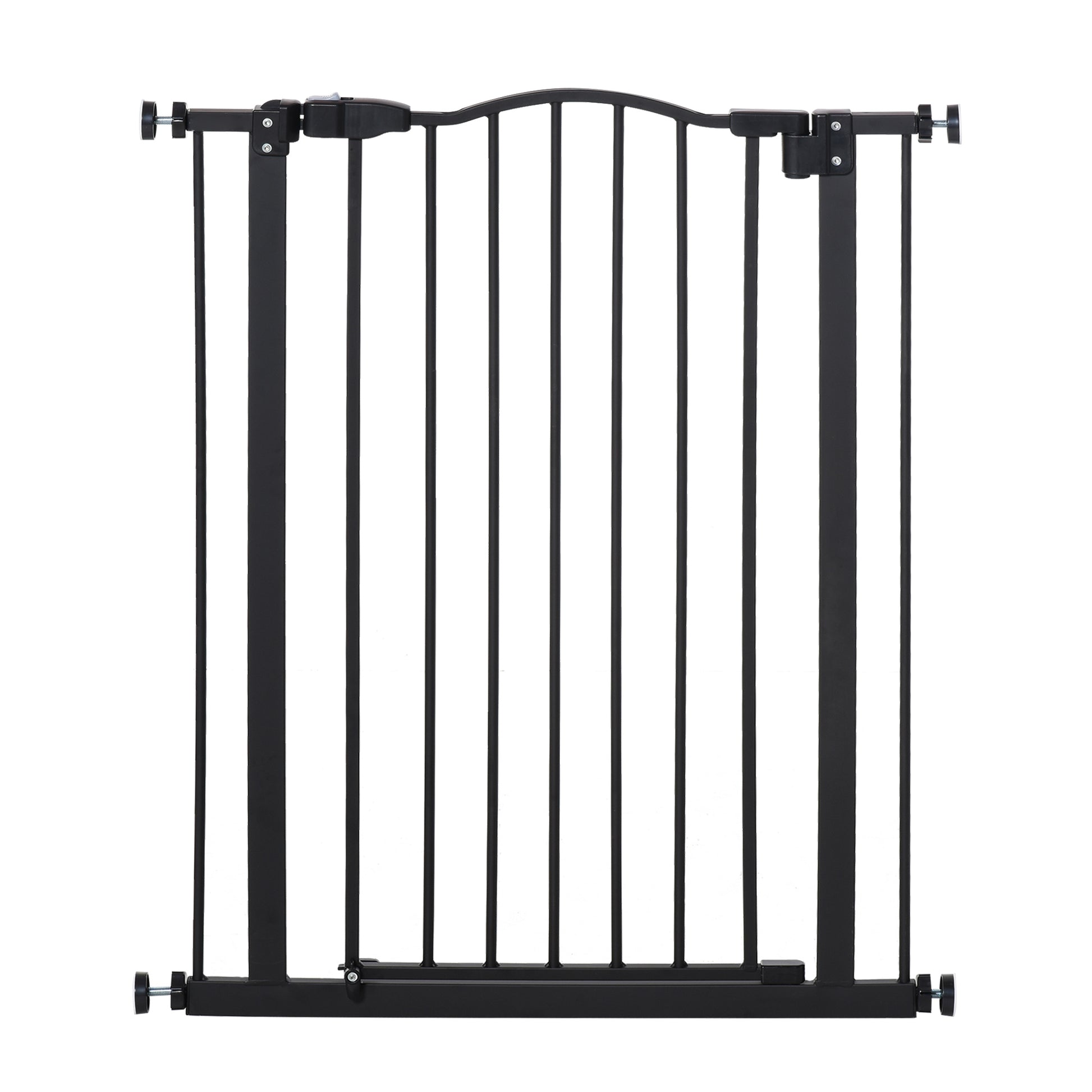 Photo of PawHut Pressure Fit Dog Stair Gate No Drilling Safety Gate Auto Close for Doorways, Hallways, 74-80cm Adjustable, 94cm Tall, Black in Black colour on a white background