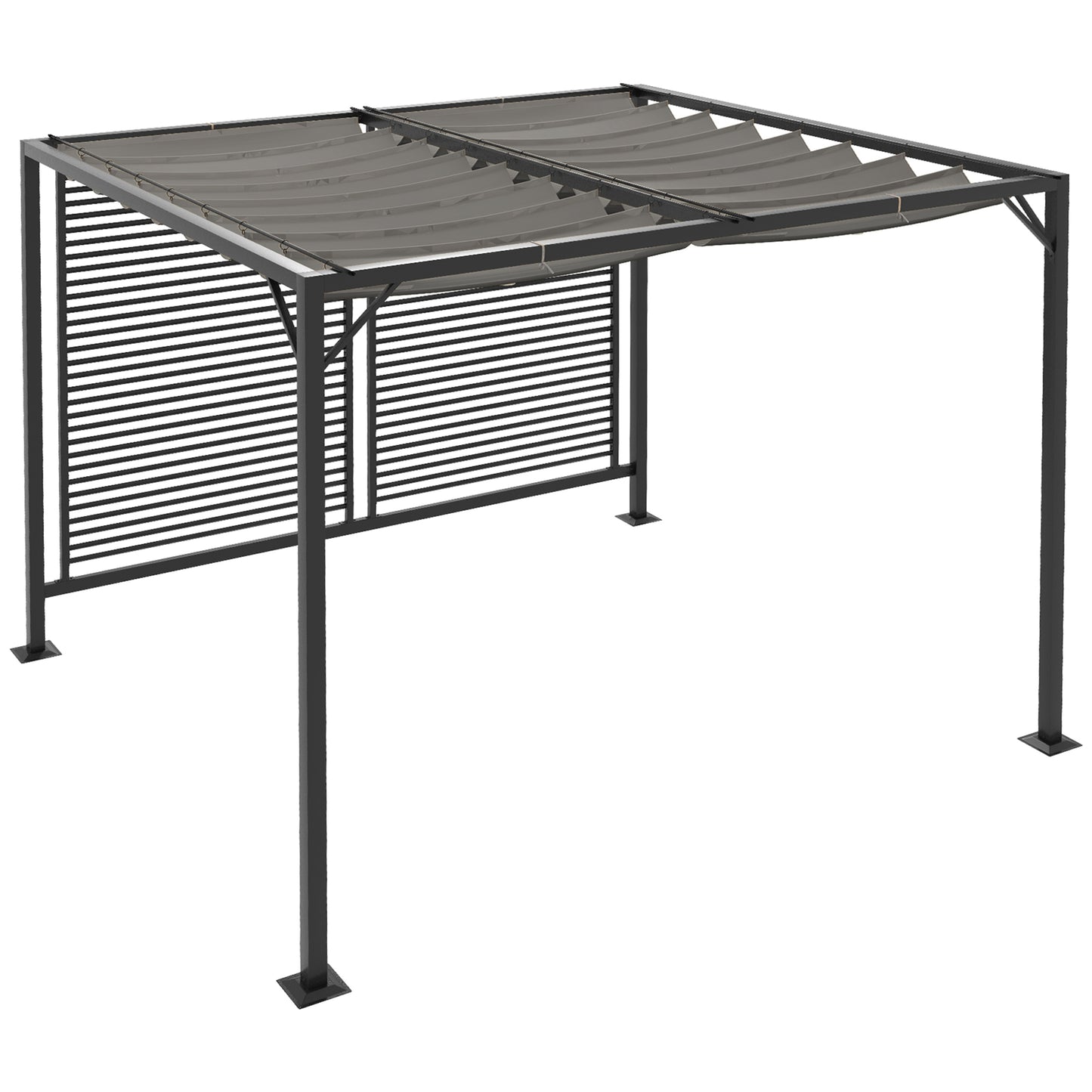 Photo of Outsunny 3 x 2.8m Metal Pergola, with Retractable Fabric Roof - Grey in Grey colour on a white background