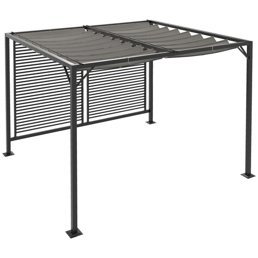 Photo of Outsunny 3 x 2.8m Metal Pergola, with Retractable Fabric Roof - Grey in Grey colour on a white background