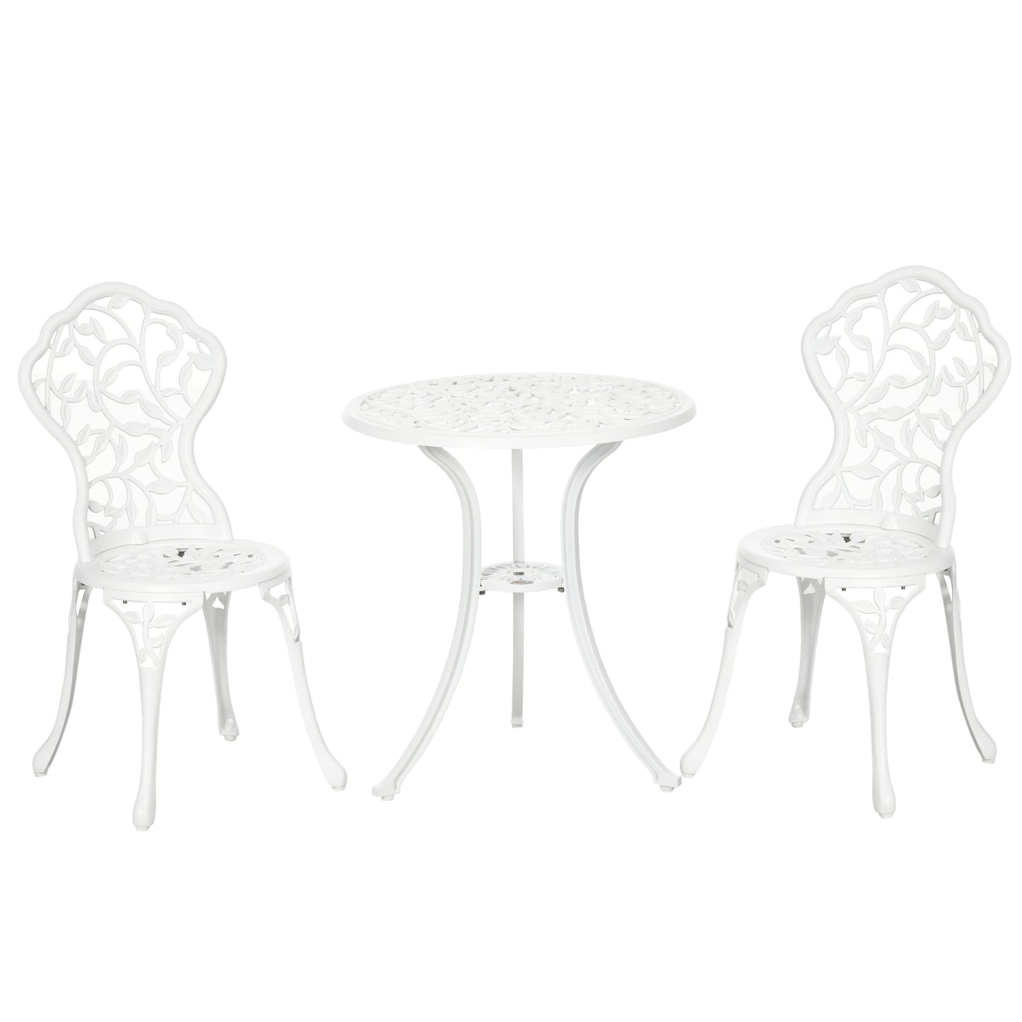 Photo of Outsunny 3 Pcs Aluminium Bistro Set Garden Furniture Dining Table Chairs Antique Outdoor Seat Patio Seater White in White colour on a white background
