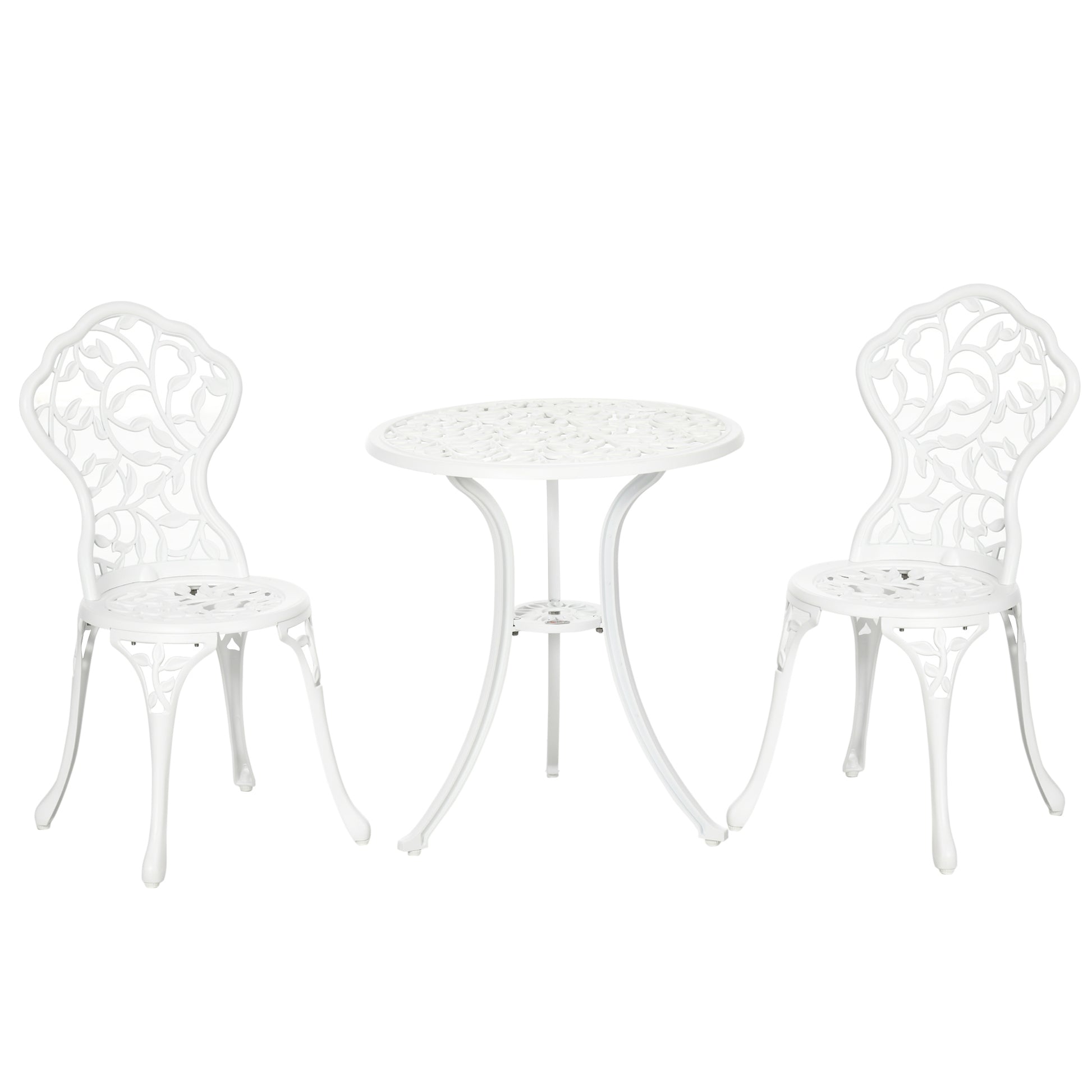 Photo of Outsunny 3 Pcs Aluminium Bistro Set Garden Furniture Dining Table Chairs Antique Outdoor Seat Patio Seater White in White colour on a white background