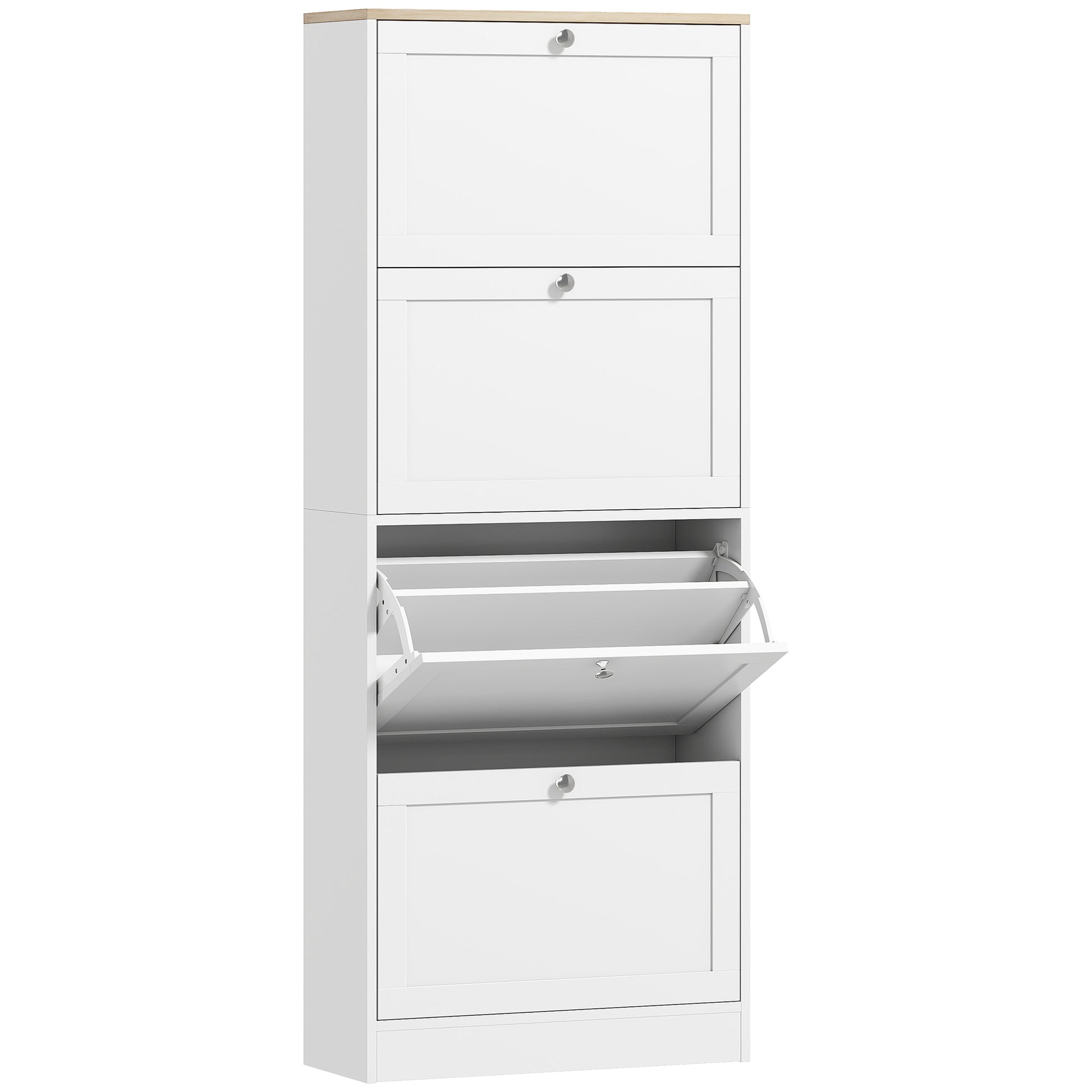 Photo of HOMCOM Modern Compact Four-Drawer Shoe Storage Cabinet - White in White colour on a white background