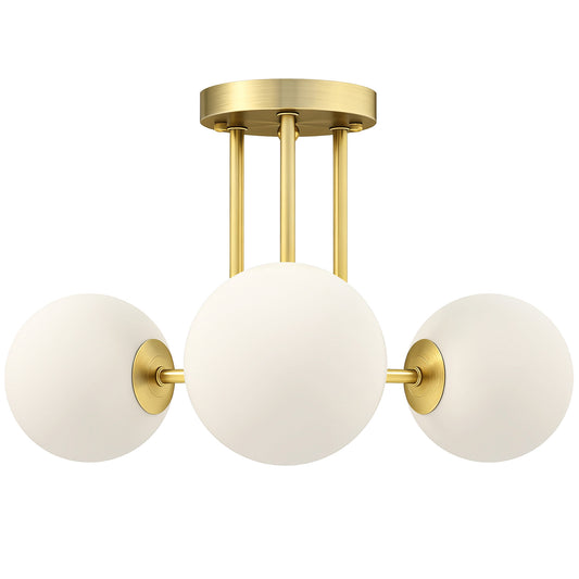 Photo of HOMCOM LED Ceiling Light with Globe Shades, Modern 3-Light Ceiling Light with G9 Sockets for Living Room, Bedroom, Dining Room, Bulbs Not Included, Gold Tone in Tone colour on a white background