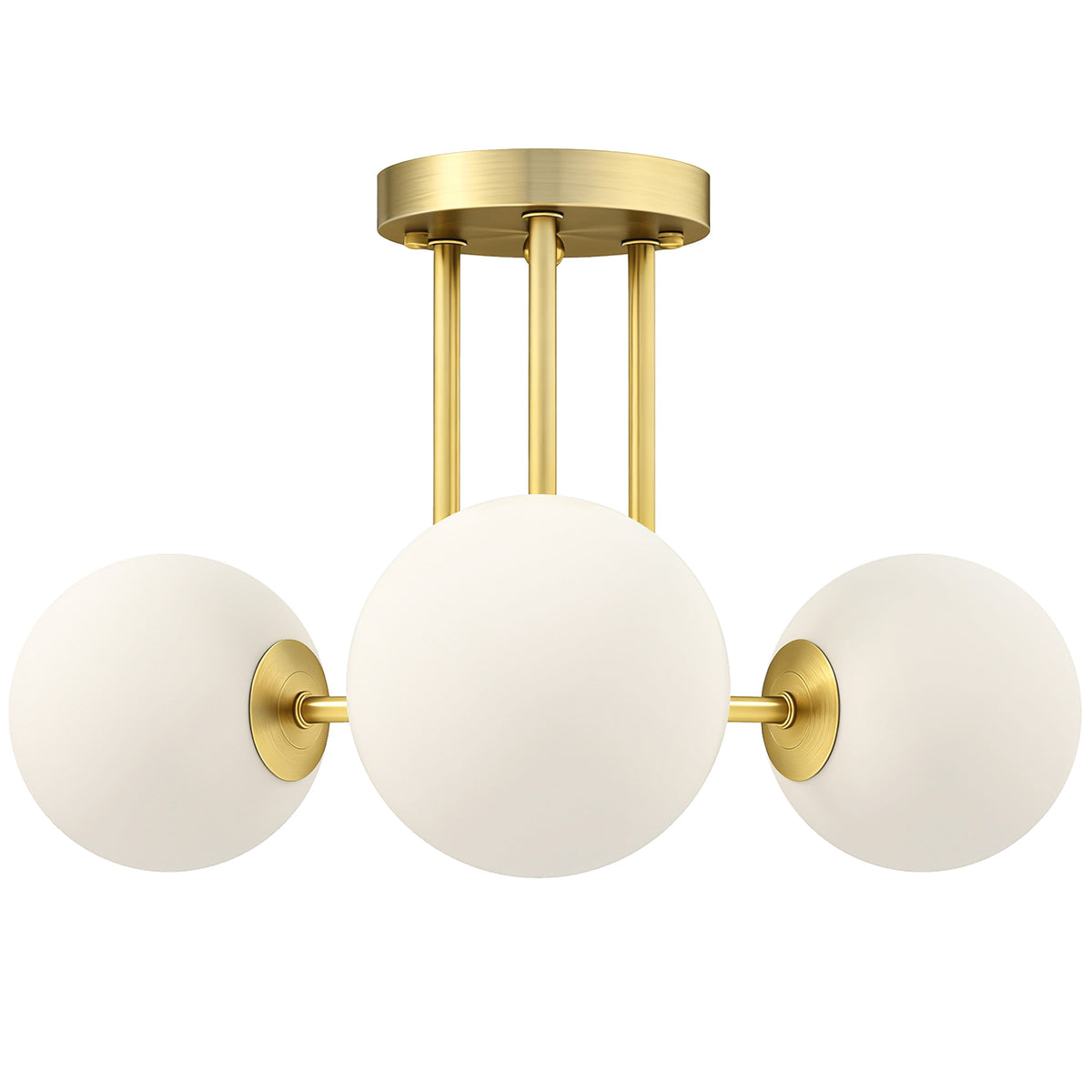 Photo of HOMCOM LED Ceiling Light with Globe Shades, Modern 3-Light Ceiling Light with G9 Sockets for Living Room, Bedroom, Dining Room, Bulbs Not Included, Gold Tone in Tone colour on a white background