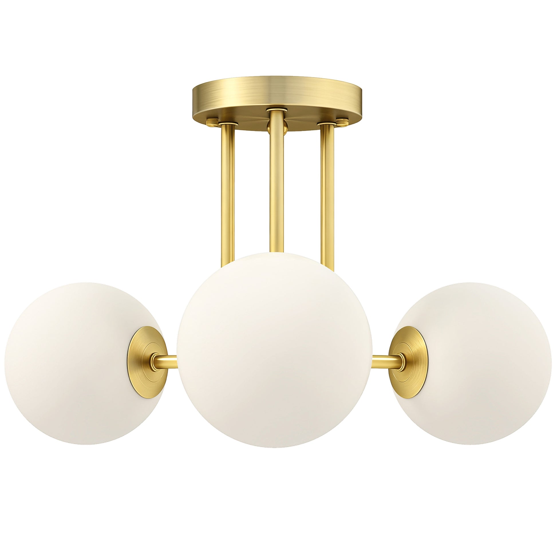 Photo of HOMCOM LED Ceiling Light with Globe Shades, Modern 3-Light Ceiling Light with G9 Sockets for Living Room, Bedroom, Dining Room, Bulbs Not Included, Gold Tone in Tone colour on a white background