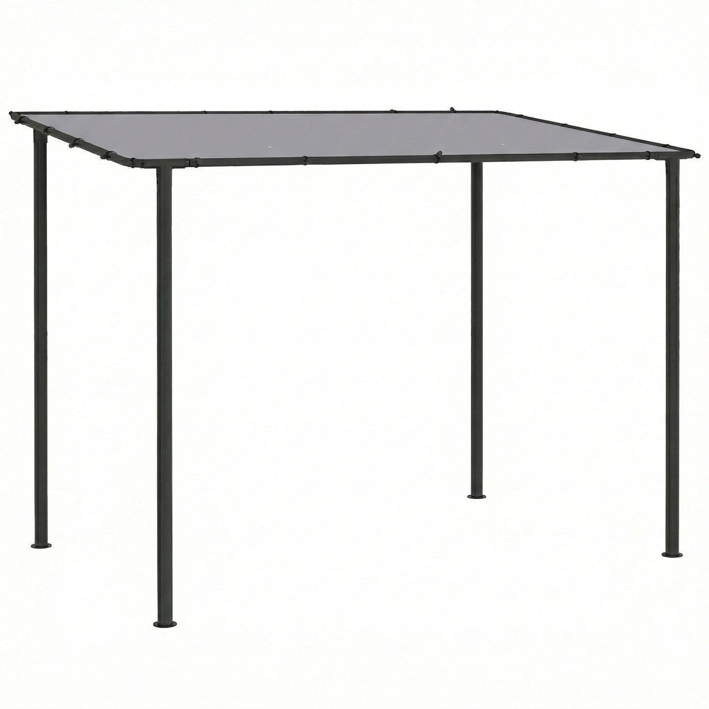 Photo of Outsunny 3 x 2 m Lean to Garden Pergola, Metal Frame Gazebo Pergola with UPF30+ Protection, Sloped Roof, Drainage Holes, Grey in Grey colour on a white background