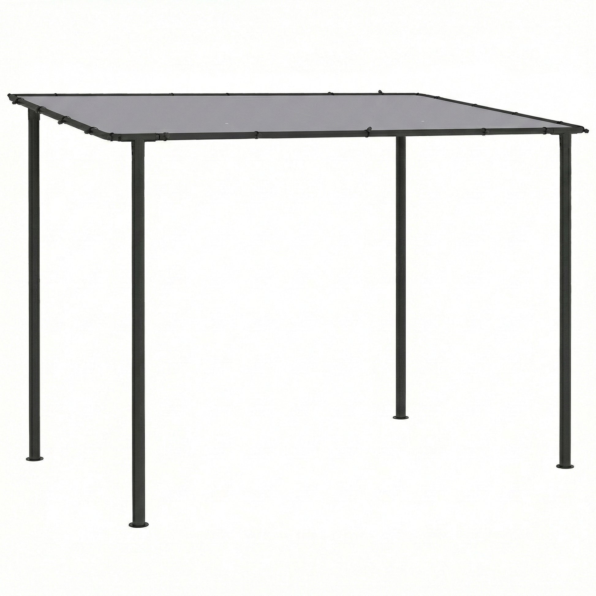 Photo of Outsunny 3 x 2 m Lean to Garden Pergola, Metal Frame Gazebo Pergola with UPF30+ Protection, Sloped Roof, Drainage Holes, Grey in Grey colour on a white background