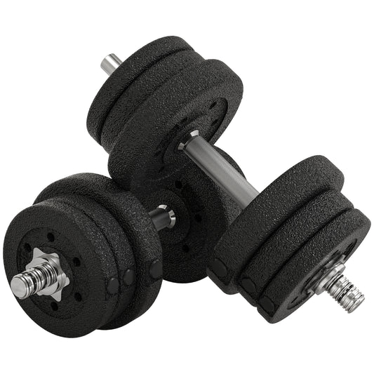 Photo of HOMCOM 25KG Adjustable Weights Dumbbells Set, Dumbbell Hand Weights for Home Office Gym Body Fitness Lifting Training, Black in Black colour on a white background