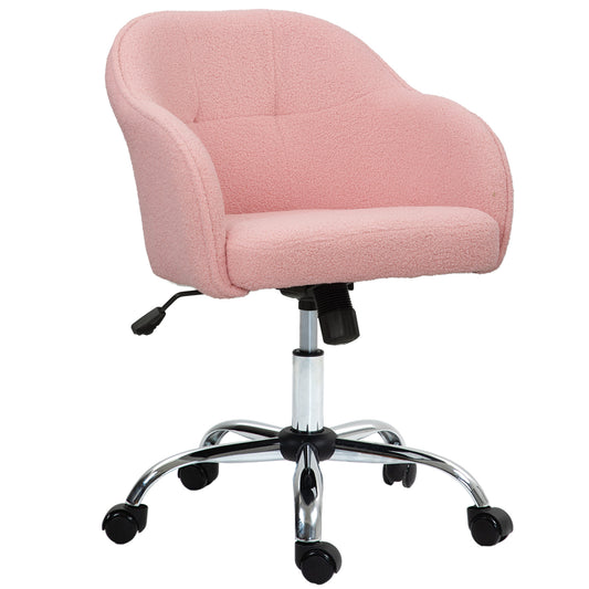 Photo of HOMCOM 46-56 cm Teddy Fleece Office Chair - Pink in Pink colour on a white background