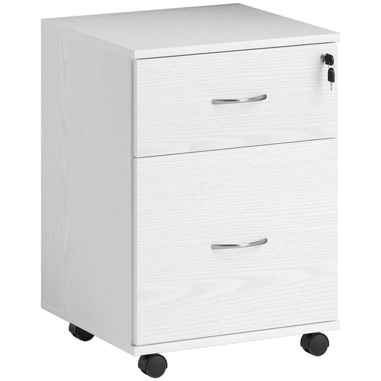 Photo of HOMCOM Two Drawer Lockable Filing Cabinet - White Wood Grain in Grain colour on a white background