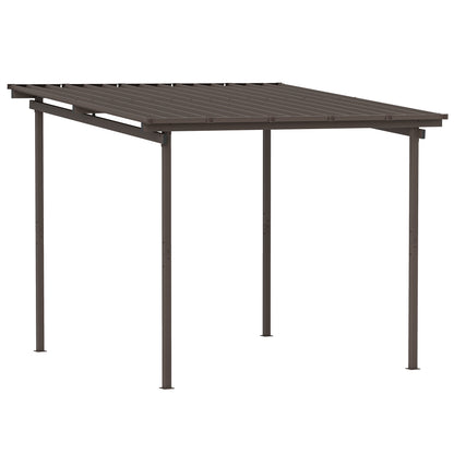 Outsunny lean-to pergola with a dark metal roof and four support posts