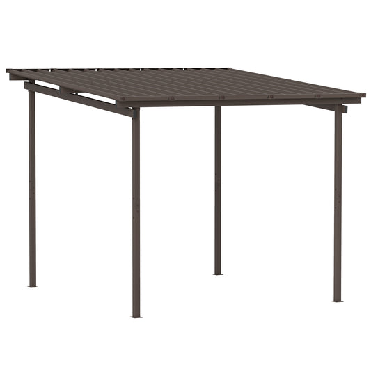 Photo of Outsunny 3 x 3(m) Garden Pergola with Waterproof Metal Roof, Lean to Pergola Hardtop Gazebo, Wind-resistant Outdoor Sun Shade, Easy to Assemble in Assemble colour on a white background