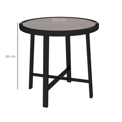 Outsunny round side table, 50.5 cm wide and 46 cm high, with gray wood-effect top