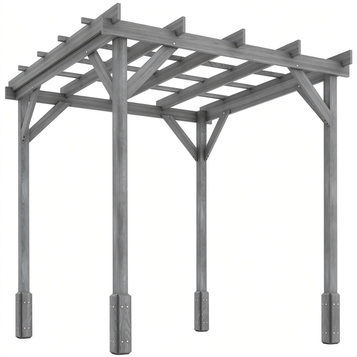 Photo of Outsunny 2 x 2m Wooden Pergola Kit, Decorative Garden Gazebo Shelter with Stable Structure for Climbing Vines, Flowers, Grey in Grey colour on a white background