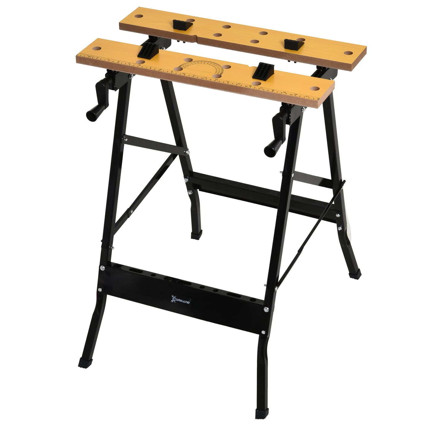Photo of DURHAND 4-in-1 Work Bench, Folding Clamp Table w/ 4 Adjustable Clamping Pegs for DIY Home Garage, Black in Black colour on a white background