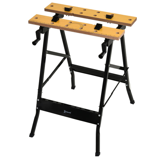 Photo of DURHAND 4-in-1 Work Bench, Folding Clamp Table w/ 4 Adjustable Clamping Pegs for DIY Home Garage, Black in Black colour on a white background
