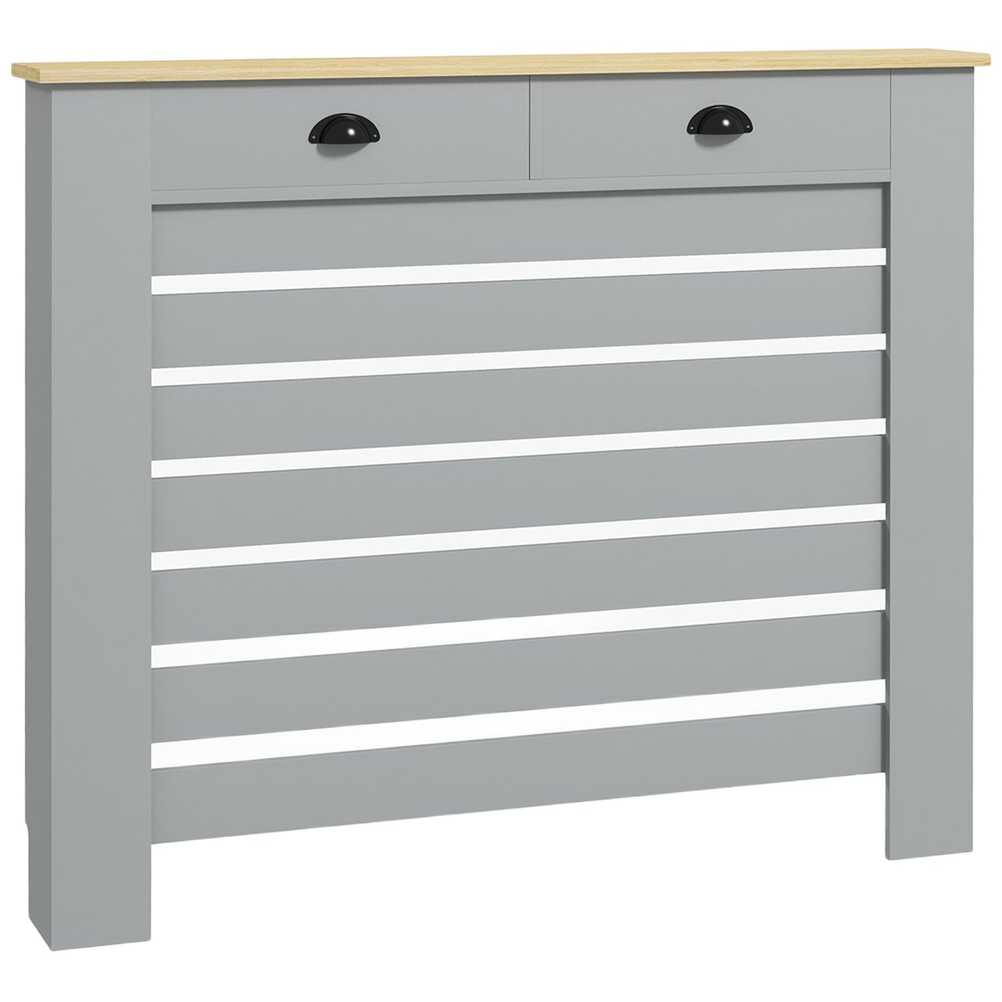 Photo of HOMCOM 95.5H x 111Wcm Radiator Cover, with Drawer - Grey in Grey colour on a white background