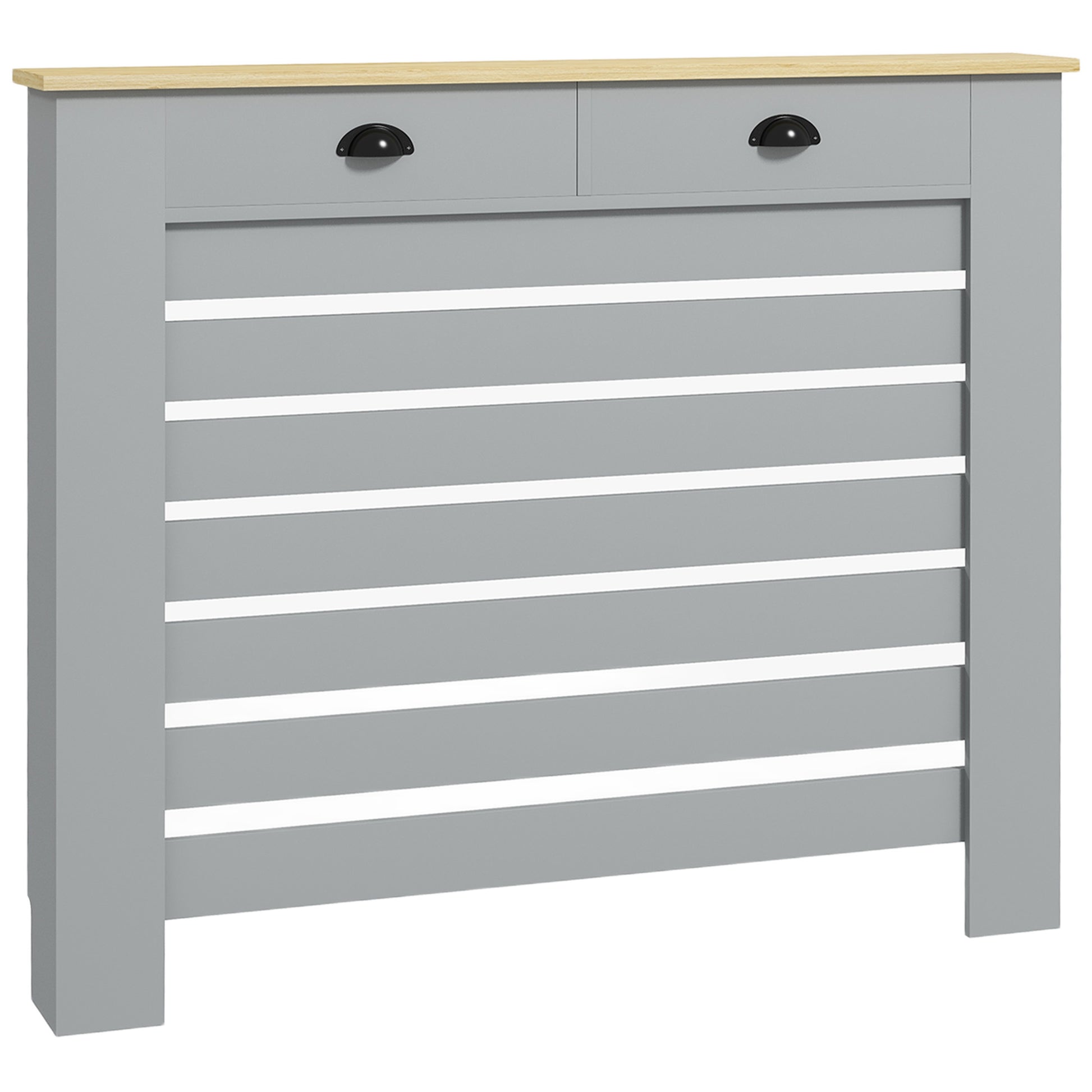 Photo of HOMCOM 95.5H x 111Wcm Radiator Cover, with Drawer - Grey in Grey colour on a white background