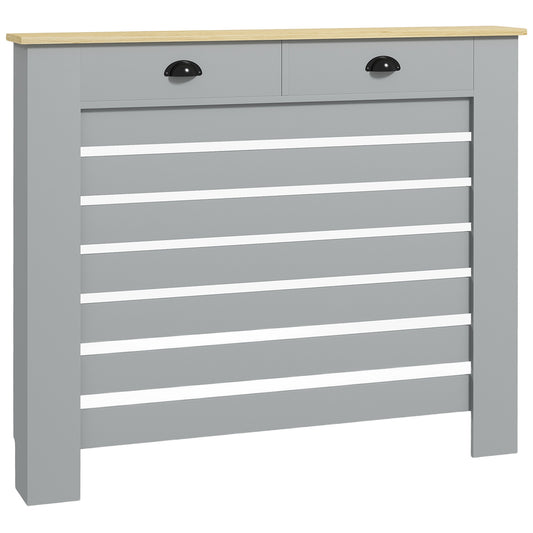 Photo of HOMCOM 95.5H x 111Wcm Radiator Cover, with Drawer - Grey in Grey colour on a white background