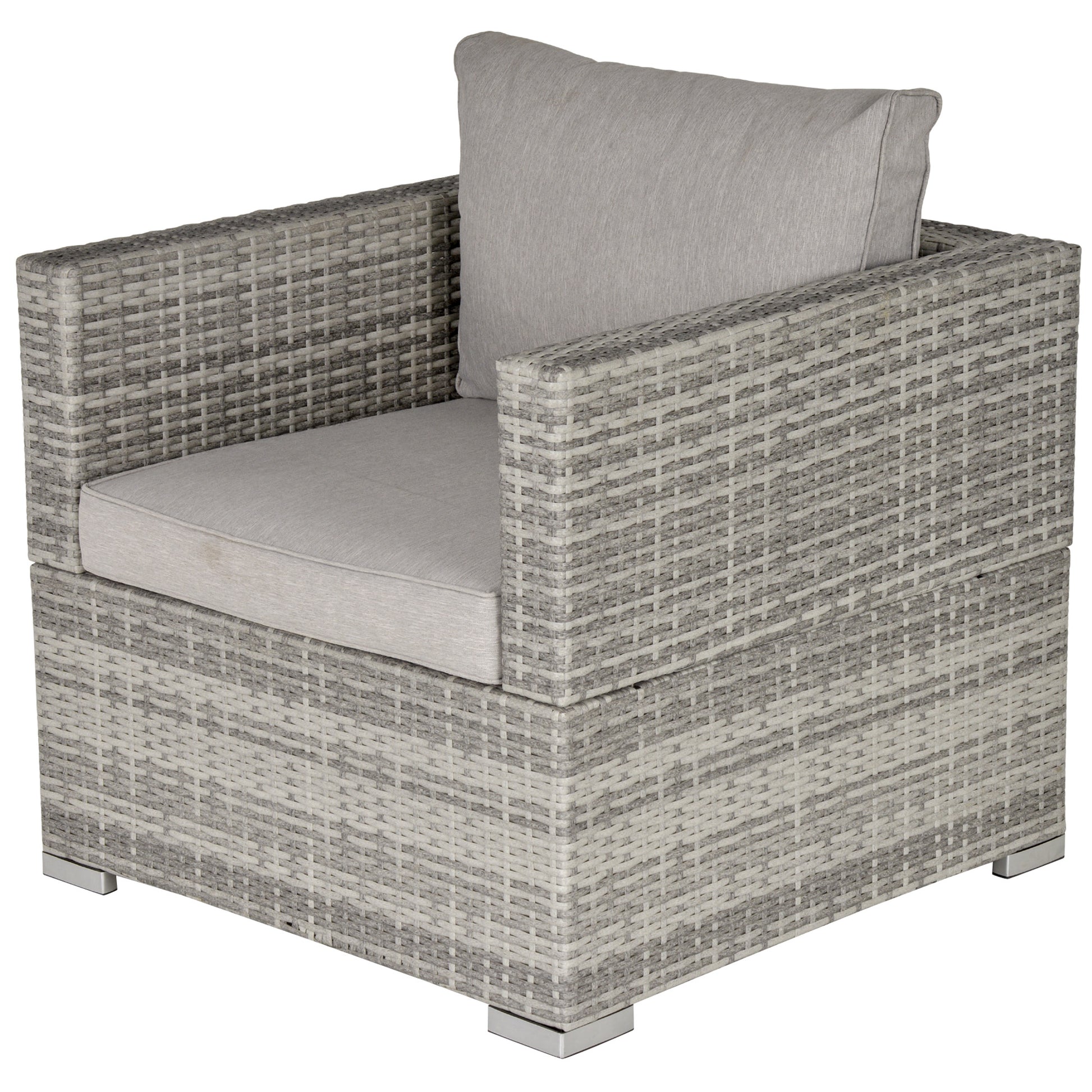Photo of Outsunny Single Seater Rattan Chair Sofa with Padded Cushions, All-Weather PE Wicker Weave Garden Armchair with Armrests, Grey in Grey colour on a white background