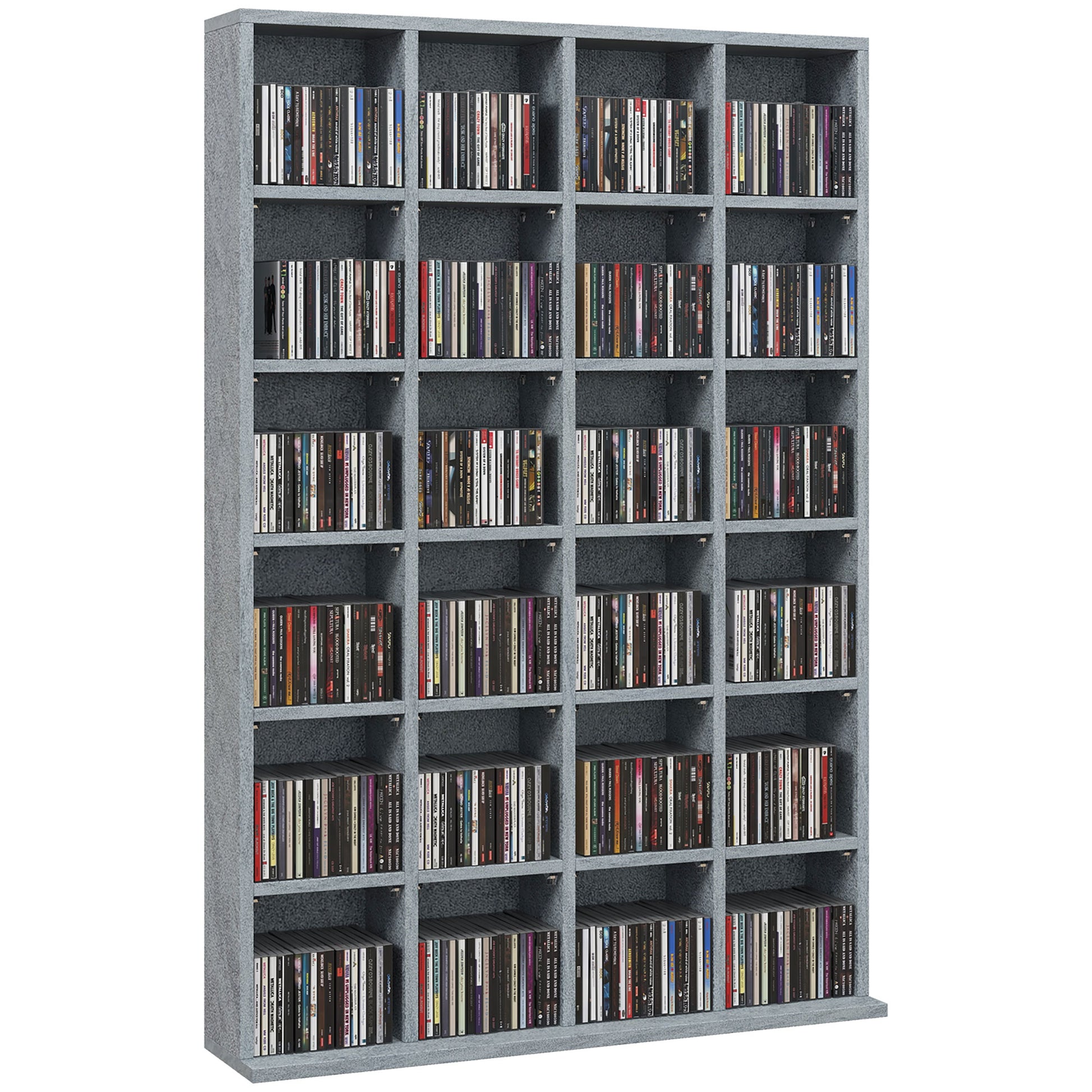 Photo of HOMCOM CD Storage Unit with Adjustable Shelves, 89 x 130.5 cm, Cement Grey in Grey colour on a white background