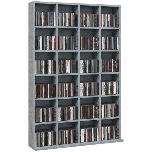 Photo of HOMCOM CD Storage Unit with Adjustable Shelves, 89 x 130.5 cm, Cement Grey in Grey colour on a white background