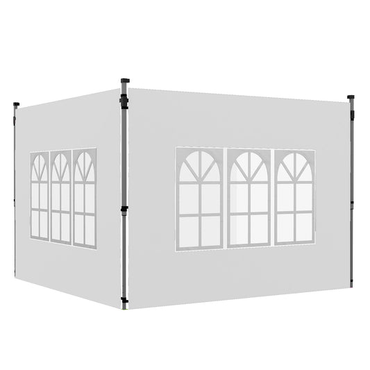 Photo of Outsunny Gazebo Side Panels, Sides Replacement with Window for 3x3(m) or 3x4m Pop Up Gazebo, 2 Pack, White in White colour on a white background