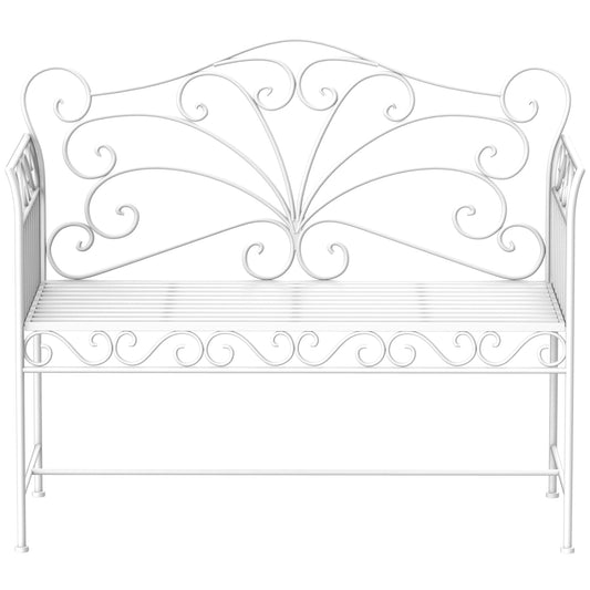 Photo of Outsunny Heavy-Duty Garden Bench-White in Bench-White colour on a white background