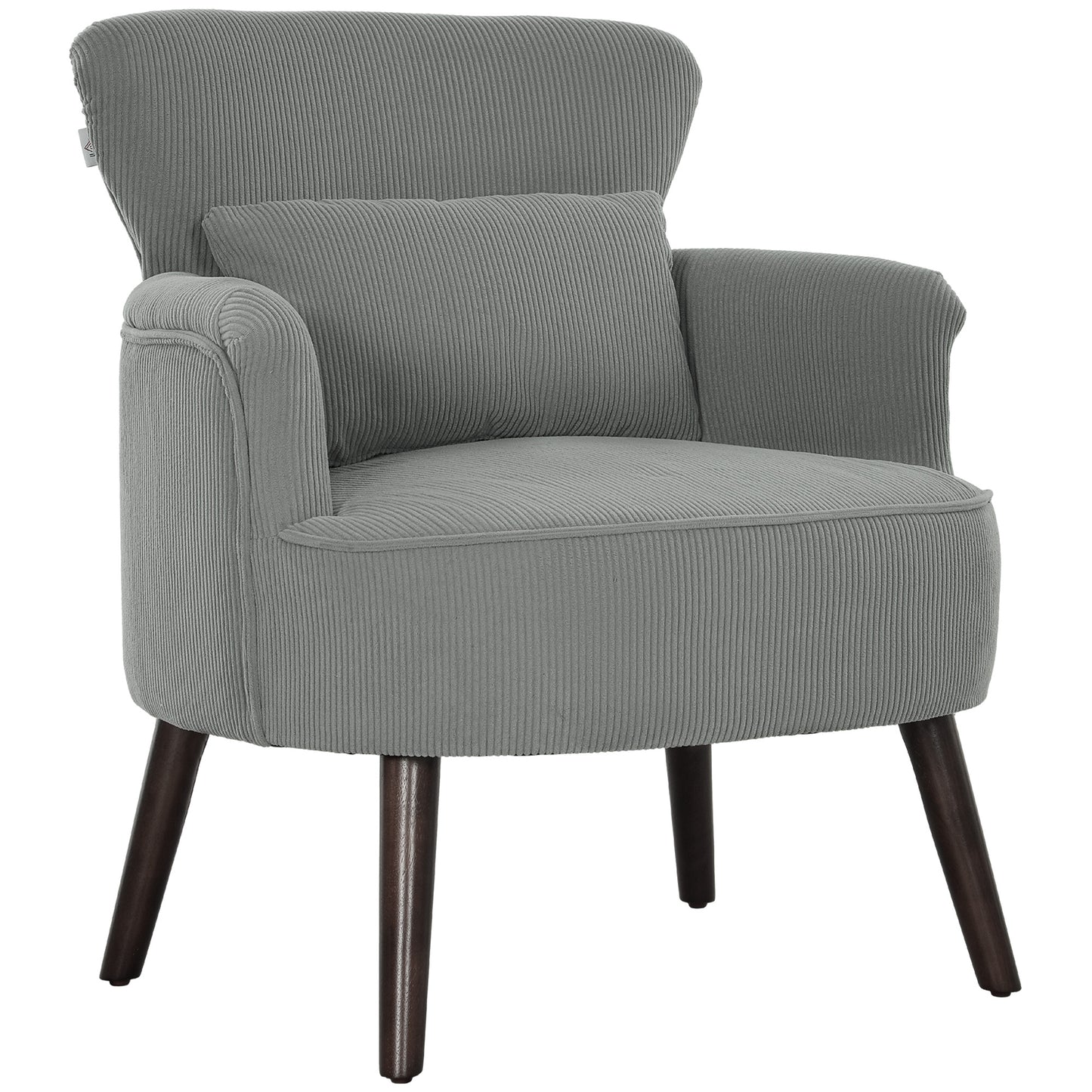 Photo of HOMCOM Corduroy Retro Accent Chair - Light Grey in Grey colour on a white background