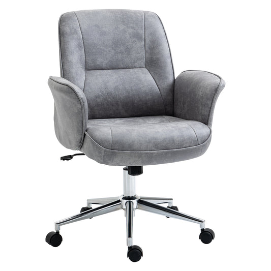 Photo of Vinsetto Swivel Computer Office Chair Mid Back Desk Chair for Home Study Bedroom, Light Grey in Grey colour on a white background
