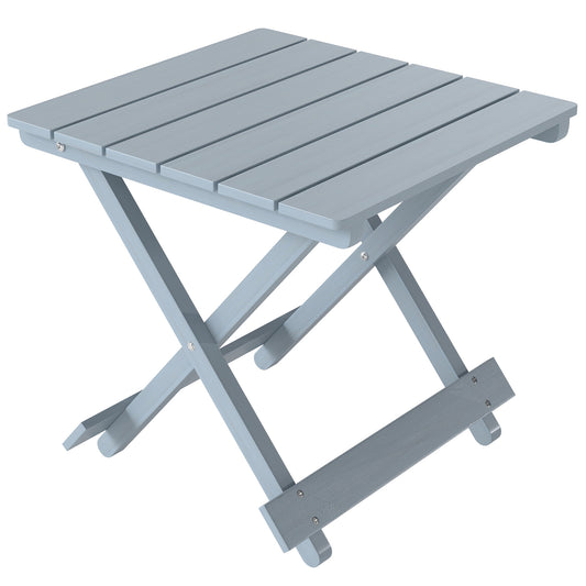 Photo of Outsunny Fir Wood Folding Coffee Table, Lightweight Small Garden Table with Slatted Top, Portable Folding Side Table for Balcony in Balcony colour on a white background