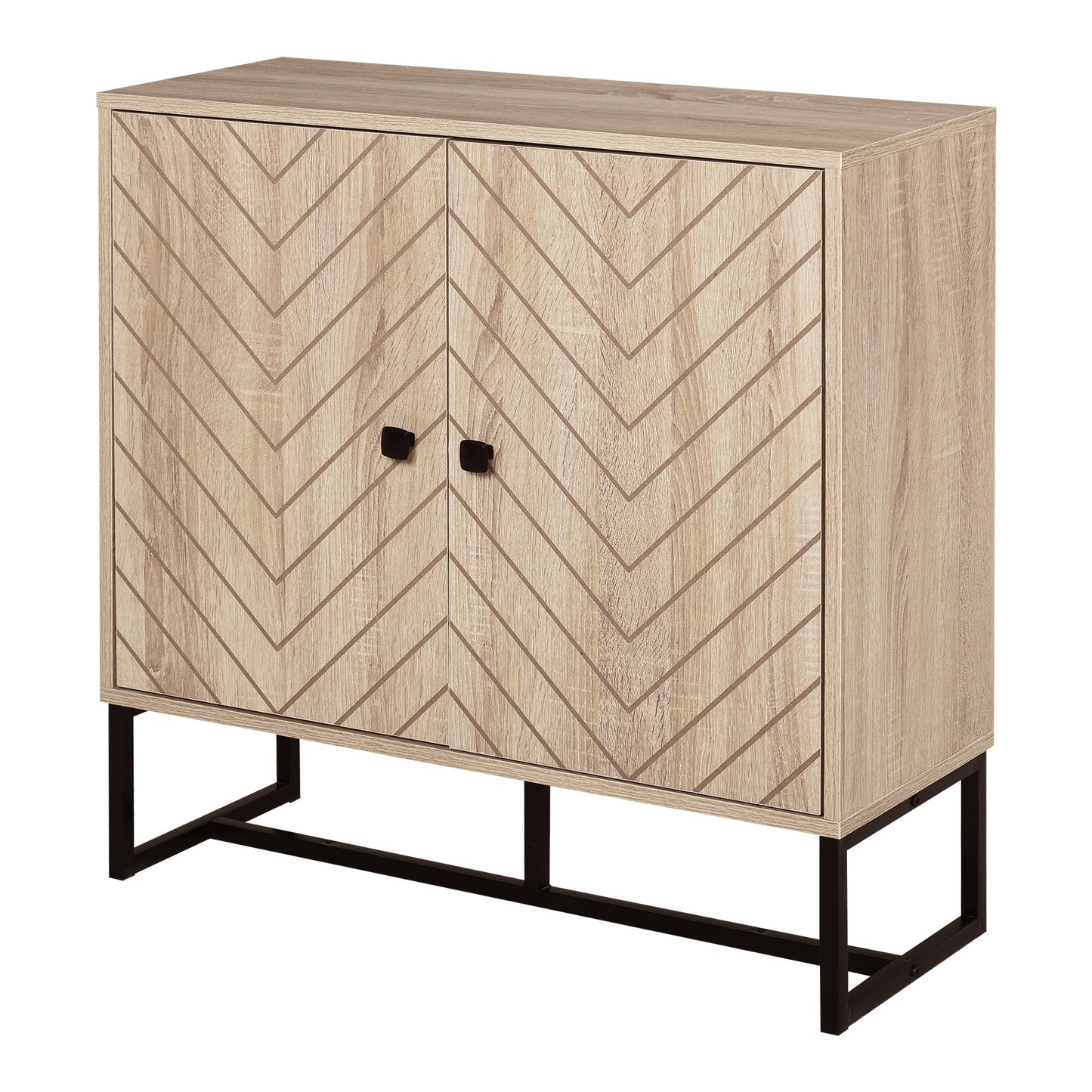 Photo of HOMCOM MDF 2-Tier Storage Cabinet Steel Frame Handles Tabletop Unique Home Style Organiser, 80H x 80L x 29.5Wcm-Oak in 29.5Wcm-Oak colour on a white background