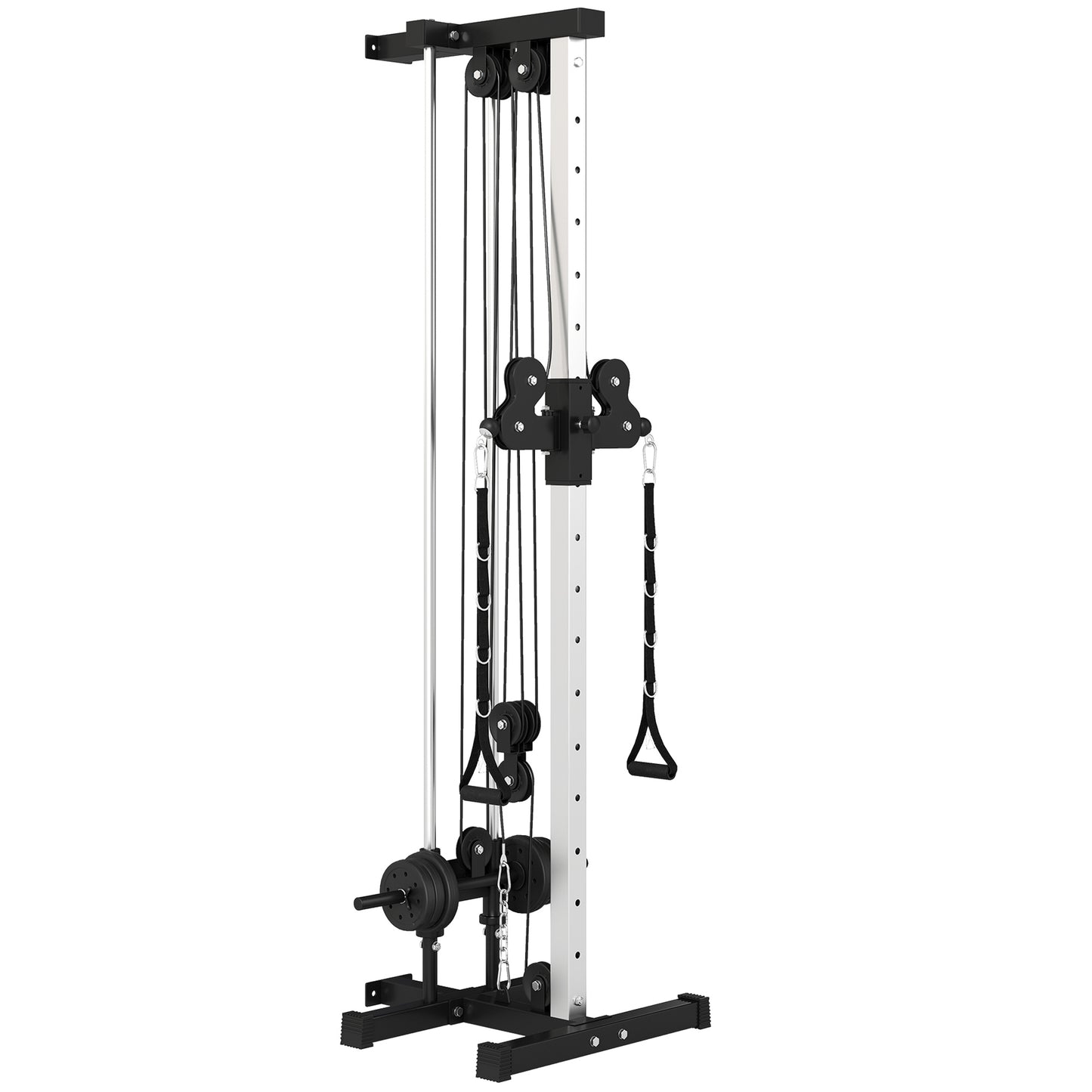 Photo of SPORTNOW Wall Mount Cable Machine, 15 Positions Adjustable Cable Crossover Machine Dual Pulley System for Home Gym in Gym colour on a white background