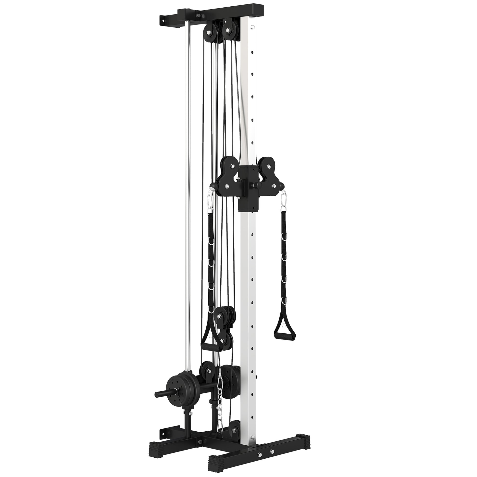 Photo of SPORTNOW Wall Mount Cable Machine, 15 Positions Adjustable Cable Crossover Machine Dual Pulley System for Home Gym in Gym colour on a white background