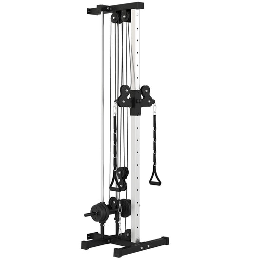 Photo of SPORTNOW Wall Mount Cable Machine, 15 Positions Adjustable Cable Crossover Machine Dual Pulley System for Home Gym in Gym colour on a white background