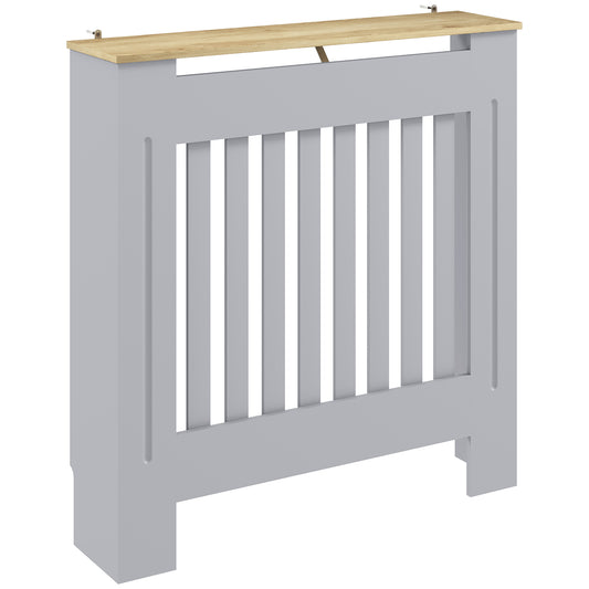 Photo of HOMCOM Heater Cover, Radiator Cover Slatted Painted MDF Lined Grill Grey, 78L x 19W x 81H cm in cm colour on a white background