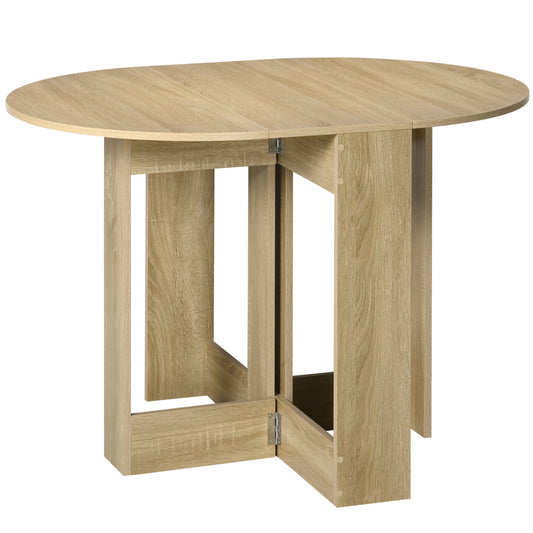Photo of HOMCOM Space-saving Drop Leaf Table, Folding Dining Table for Small Space, Kitchen, Dining Room, Oak in Oak colour on a white background