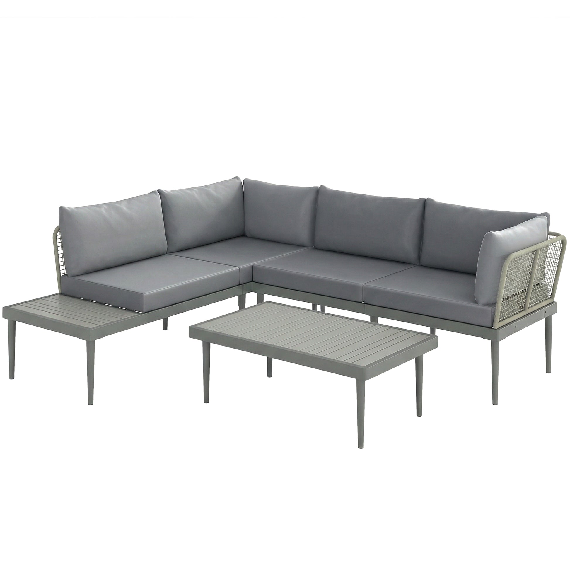 Photo of Outsunny Thee-Piece 'L' Rattan Sofa Set - Grey in Grey colour on a white background