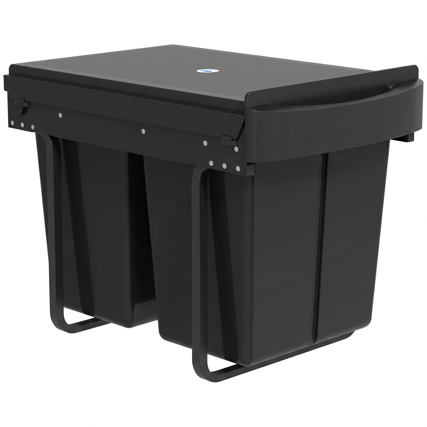 Photo of HOMCOM Pull Out Bin, Kitchen Under Sink Bin with 2 Removable Compartments, Smooth Glide, Black in Black colour on a white background