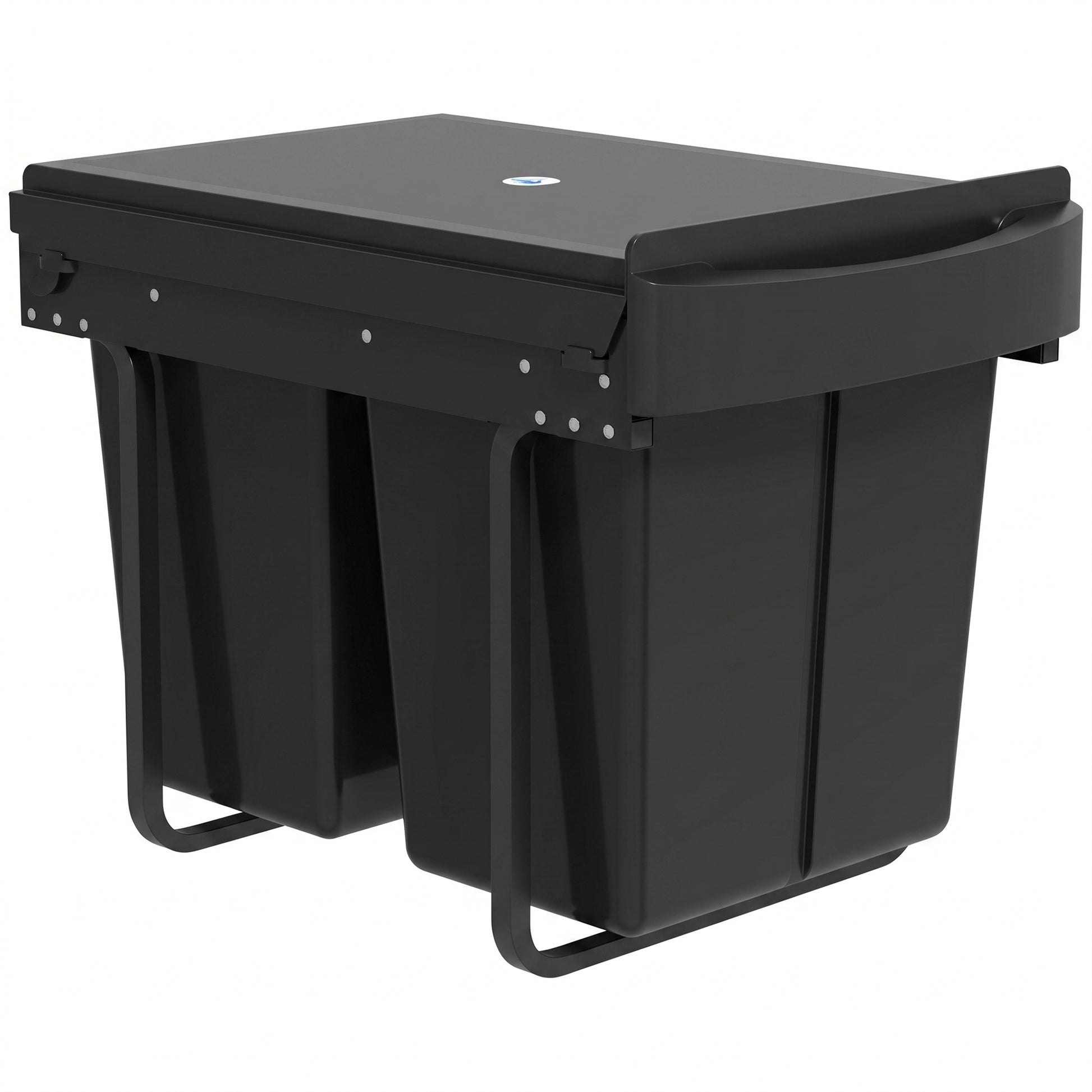 Photo of HOMCOM Pull Out Bin, Kitchen Under Sink Bin with 2 Removable Compartments, Smooth Glide, Black in Black colour on a white background