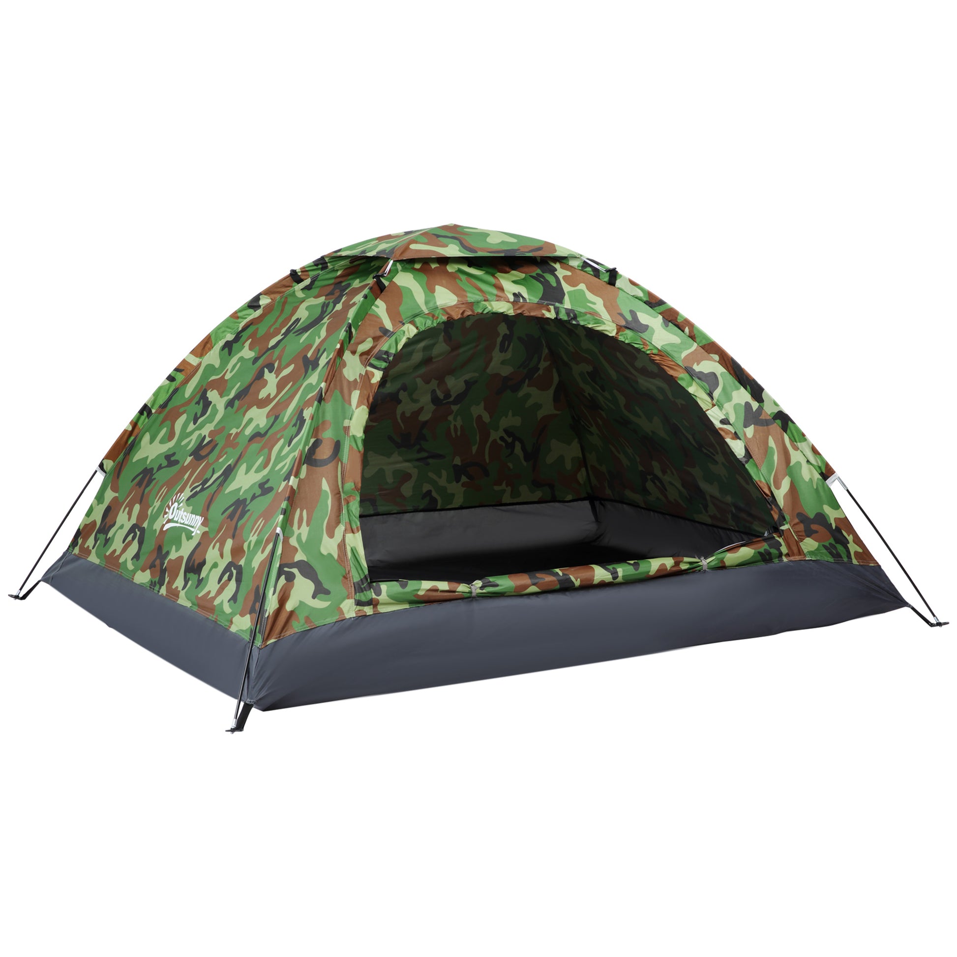 Photo of Outsunny 2 Person Camping Tent, Dome Tent with Zipped Doors, Storage Pocket, Portable Handy Bag, Multicoloured in Multicoloured colour on a white background