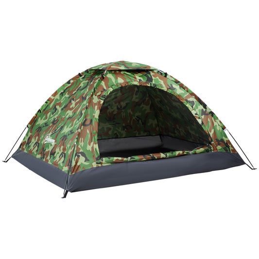 Photo of Outsunny 2 Person Camping Tent, Dome Tent with Zipped Doors, Storage Pocket, Portable Handy Bag, Multicoloured in Multicoloured colour on a white background